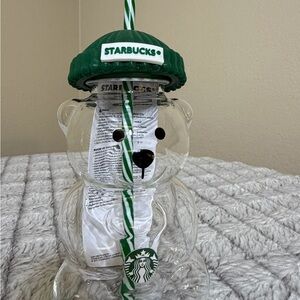 Starbucks Clear Bear Tumbler with Green Lid